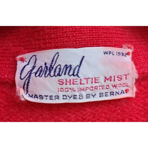 Vintage Garland 100% Wool Red Sweater Vest Shell Buttons Pockets SMALL Retro S - Picture 3 of 6